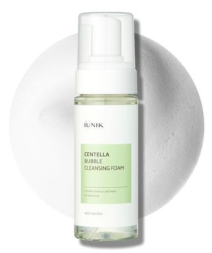 IUNIK Centella Bubble Foaming Vegan Facial Cleanser - 69% Centella Asiatica Extract, Soothing, Moisturizing, Exfoliating, Removes Pore Blackheads & Whiteheads, 5.07 Fl Oz Avelisse