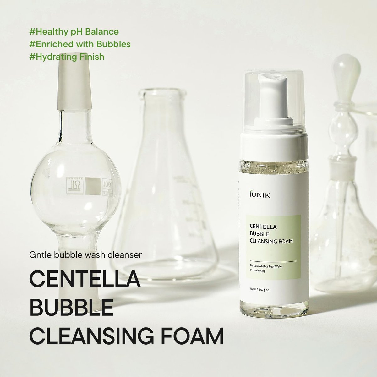IUNIK Centella Bubble Foaming Vegan Facial Cleanser - 69% Centella Asiatica Extract, Soothing, Moisturizing, Exfoliating, Removes Pore Blackheads & Whiteheads, 5.07 Fl Oz Avelisse