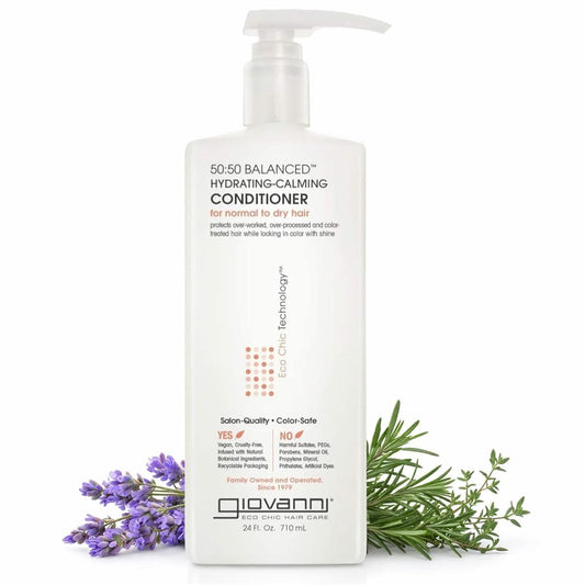 GIOVANNI ECO CHIC 50:50 Balanced Hydrating Calming Conditioner - pH Balanced for Over-Processed, Environmentally Stressed Hair, Sulfate Free, Color Safe - 24 oz Avelisse