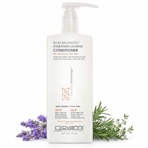 GIOVANNI ECO CHIC 50:50 Balanced Hydrating Calming Conditioner - pH Balanced for Over-Processed, Environmentally Stressed Hair, Sulfate Free, Color Safe - 24 oz Avelisse