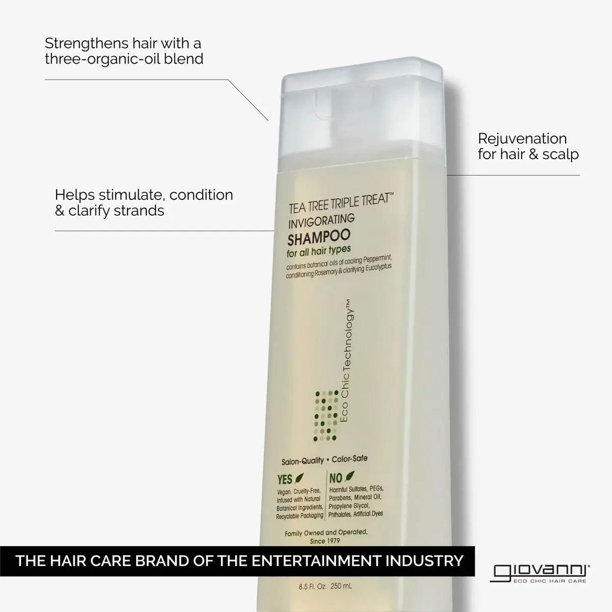 GIOVANNI Tea Tree Triple Treat Invigorating Shampoo - Cooling Peppermint, Eucalyptus & Rosemary - Helps Strengthen & Rejuvenate Hair & Scalp, Paraben Free, 24 oz Avelisse