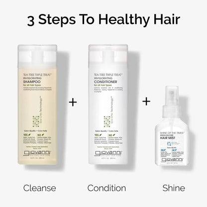 GIOVANNI Tea Tree Triple Treat Invigorating Shampoo - Cooling Peppermint, Eucalyptus & Rosemary - Helps Strengthen & Rejuvenate Hair & Scalp, Paraben Free, 24 oz Avelisse