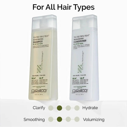 GIOVANNI Tea Tree Triple Treat Invigorating Shampoo - Cooling Peppermint, Eucalyptus & Rosemary - Helps Strengthen & Rejuvenate Hair & Scalp, Paraben Free, 24 oz Avelisse