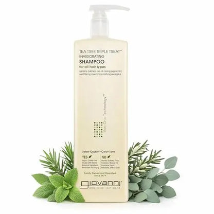 GIOVANNI Tea Tree Triple Treat Invigorating Shampoo - Cooling Peppermint, Eucalyptus & Rosemary - Helps Strengthen & Rejuvenate Hair & Scalp, Paraben Free, 24 oz Avelisse