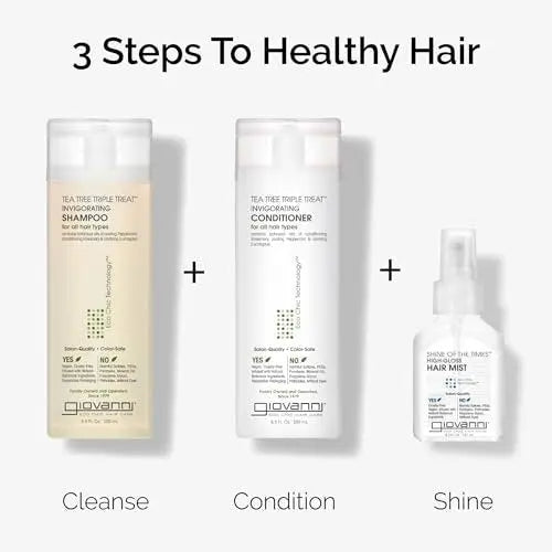GIOVANNI Tea Tree Triple Treat Invigorating Shampoo - Cooling Peppermint, Eucalyptus & Rosemary - Helps Strengthen & Rejuvenate Hair & Scalp, Paraben Free, 24 oz Avelisse