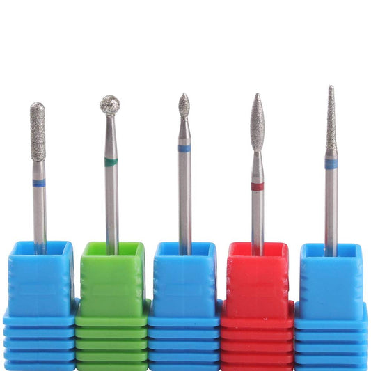 MZCMSL Russian Manicure Drill Bits Set - 5Pcs Diamond Nail Drill Bits for Cuticles, Gel Removal & More (3/32 Shank)