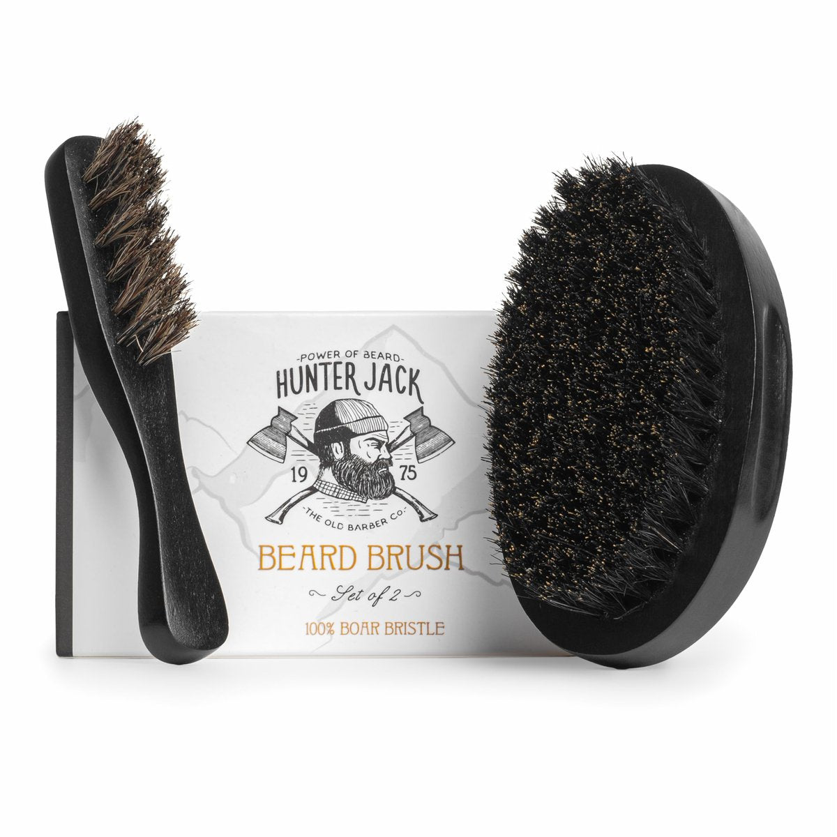 Hunter Jack Natural Boar Bristle Beard Brush for Men – Soft Small Mustache Brush, Premium Travel Grooming Kit (Black, Medium) Avelisse