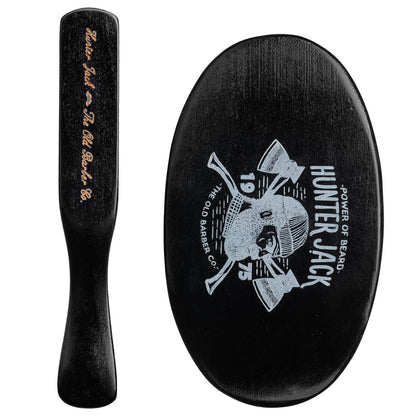 Hunter Jack Natural Boar Bristle Beard Brush for Men – Soft Small Mustache Brush, Premium Travel Grooming Kit (Black, Medium) Avelisse
