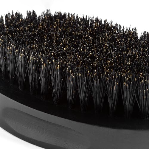 Hunter Jack Natural Boar Bristle Beard Brush for Men – Soft Small Mustache Brush, Premium Travel Grooming Kit (Black, Medium) Avelisse