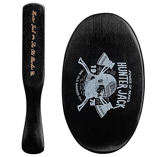 Hunter Jack Natural Boar Bristle Beard Brush for Men – Soft Small Mustache Brush, Premium Travel Grooming Kit (Black, Medium) Avelisse