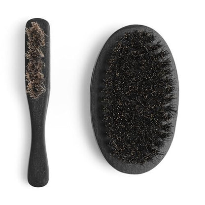 Hunter Jack Natural Boar Bristle Beard Brush for Men – Soft Small Mustache Brush, Premium Travel Grooming Kit (Black, Medium) Avelisse