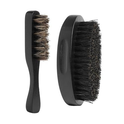 Hunter Jack Natural Boar Bristle Beard Brush for Men – Soft Small Mustache Brush, Premium Travel Grooming Kit (Black, Medium) Avelisse