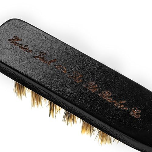 Hunter Jack Natural Boar Bristle Beard Brush for Men – Soft Small Mustache Brush, Premium Travel Grooming Kit (Black, Medium) Avelisse