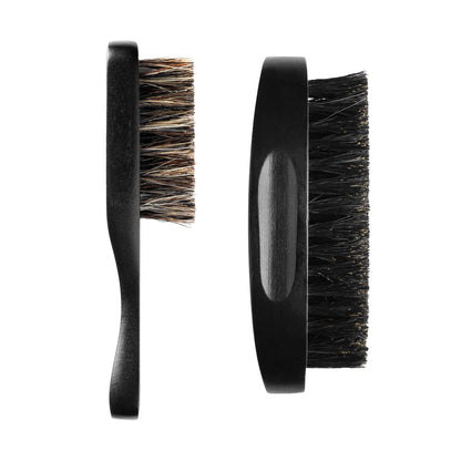 Hunter Jack Natural Boar Bristle Beard Brush for Men – Soft Small Mustache Brush, Premium Travel Grooming Kit (Black, Medium) Avelisse