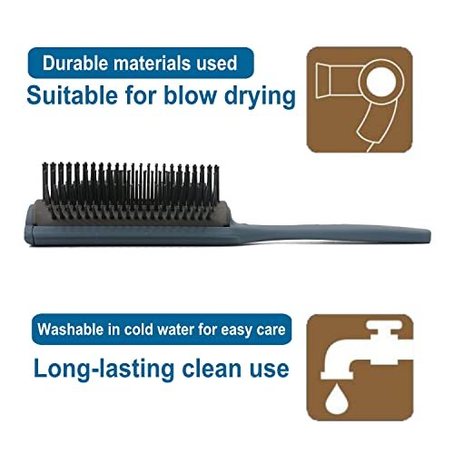 VESS Professional Hair Blow Brush Pro-2000 Ceramic 9 Rows Wide Type - Made in Japan (Blue) Avelisse