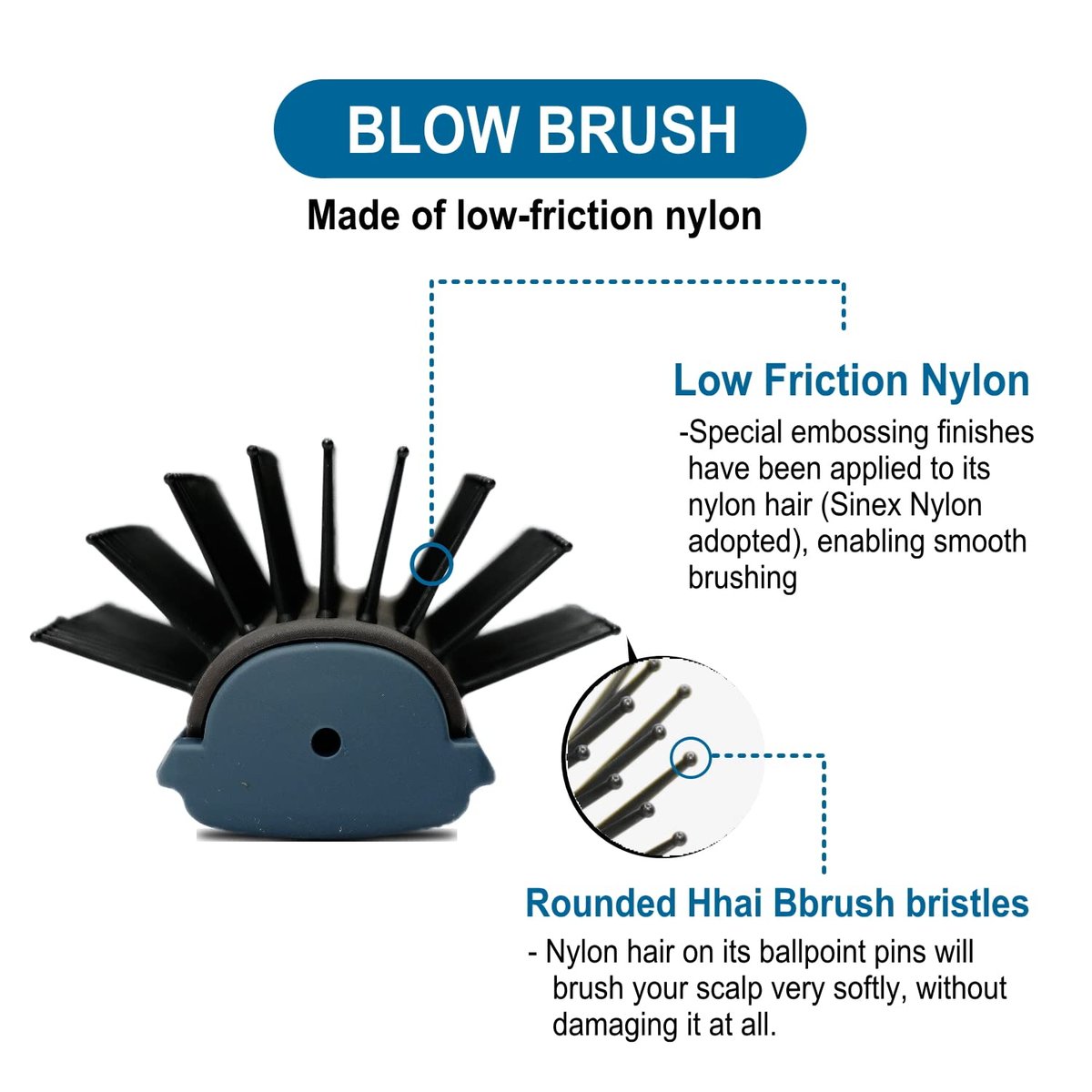 VESS Professional Hair Blow Brush Pro-2000 Ceramic 9 Rows Wide Type - Made in Japan (Blue) Avelisse