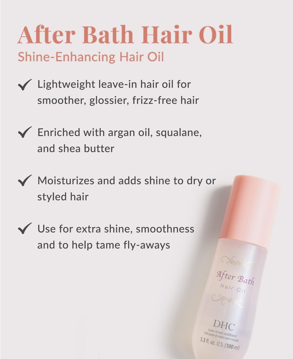 DHC After Bath Hair Oil – Lightweight Leave-In Oil for Shine, Smoothness & Frizz Control, All Hair Types, 3.3 fl oz Avelisse