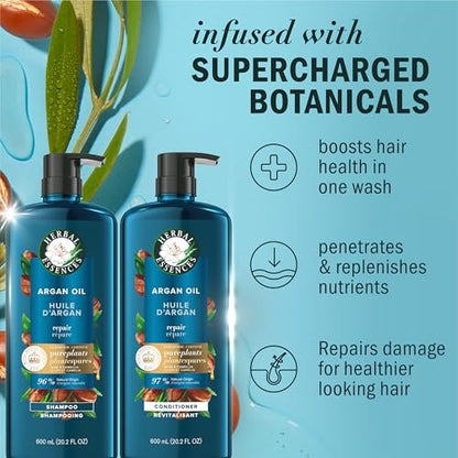 Herbal Essences Argan Oil Repair Shampoo & Conditioner Set - Moisturizing & Smoothing, Paraben-Free, Color-Safe, pH-Balanced, Citrus Scent, 20.2 Fl Oz Each (Pack of 2) Avelisse