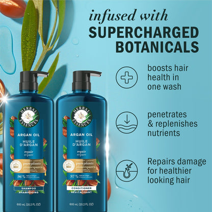 Herbal Essences Argan Oil Repair Shampoo & Conditioner Set - Moisturizing & Smoothing, Paraben-Free, Color-Safe, pH-Balanced, Citrus Scent, 20.2 Fl Oz Each (Pack of 2) Avelisse