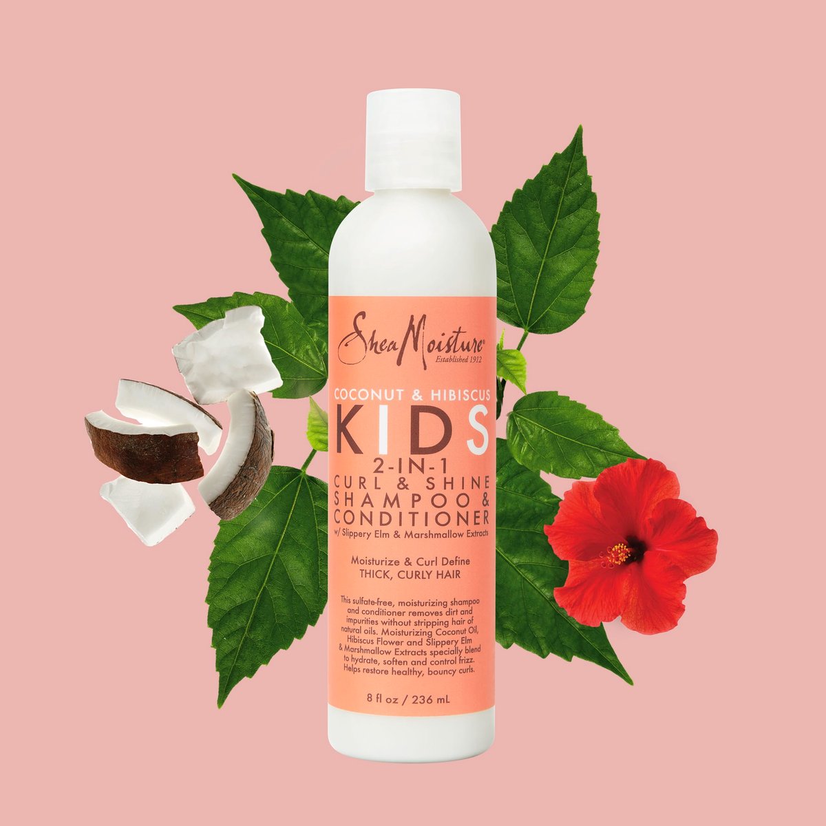 SheaMoisture 2-in-1 Shampoo and Conditioner for Kids Coconut and Hibiscus - Nourishing Coconut Oil for Dry Curls, 8 oz - görsel 3