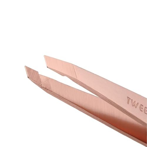 Tweezerman Rose Gold Petite Point and Slant Tweezer Set with Travel Case - Precision Eyebrow Tweezers for Women and Men Avelisse