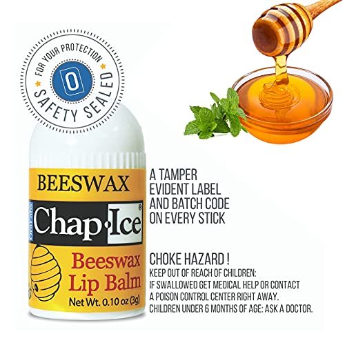 Chap-Ice Beeswax Peppermint Mini Lip Balm 12-Pack – Vitamin E for Dry, Cracked Lips | Made in USA Avelisse