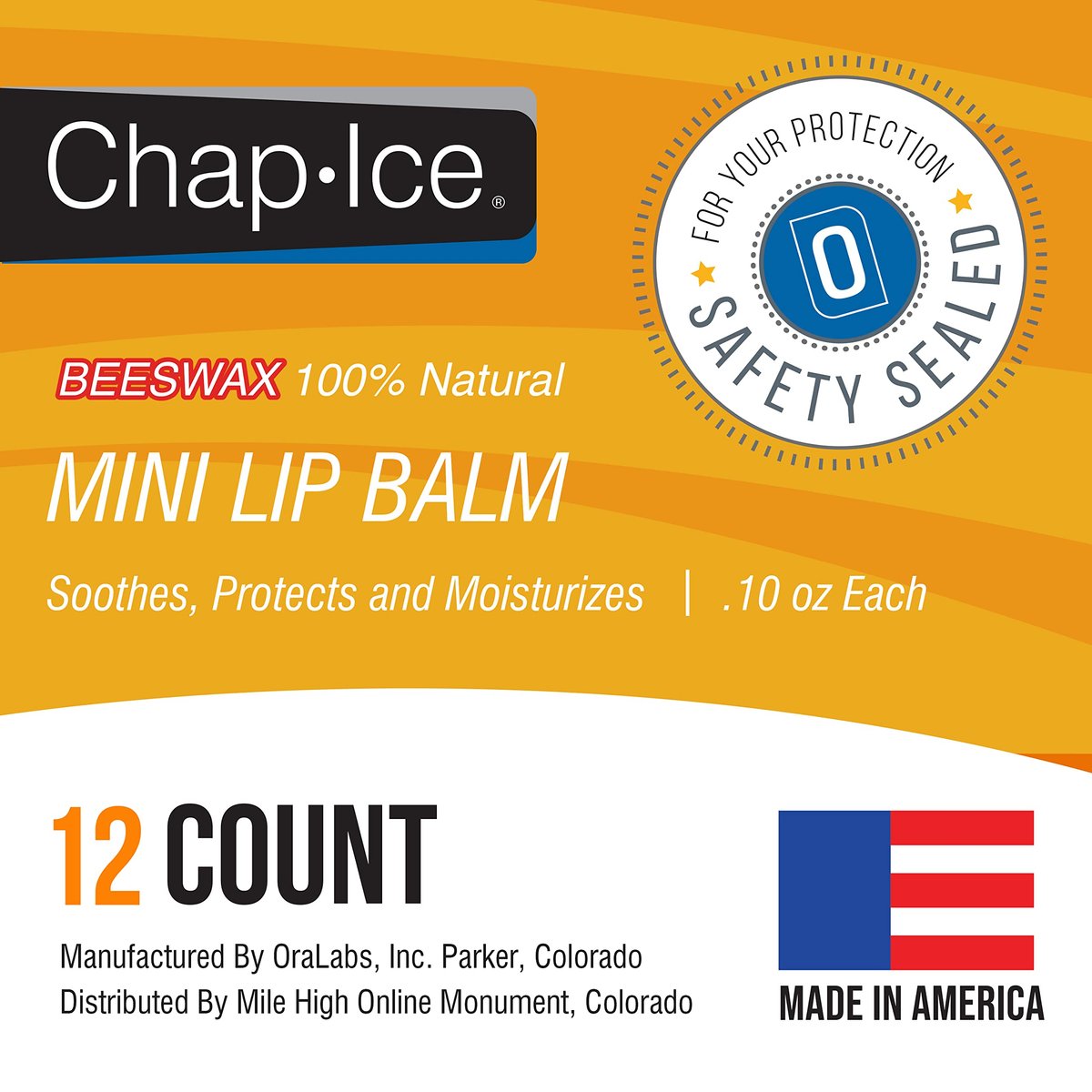 Chap-Ice Beeswax Peppermint Mini Lip Balm 12-Pack – Vitamin E for Dry, Cracked Lips | Made in USA Avelisse