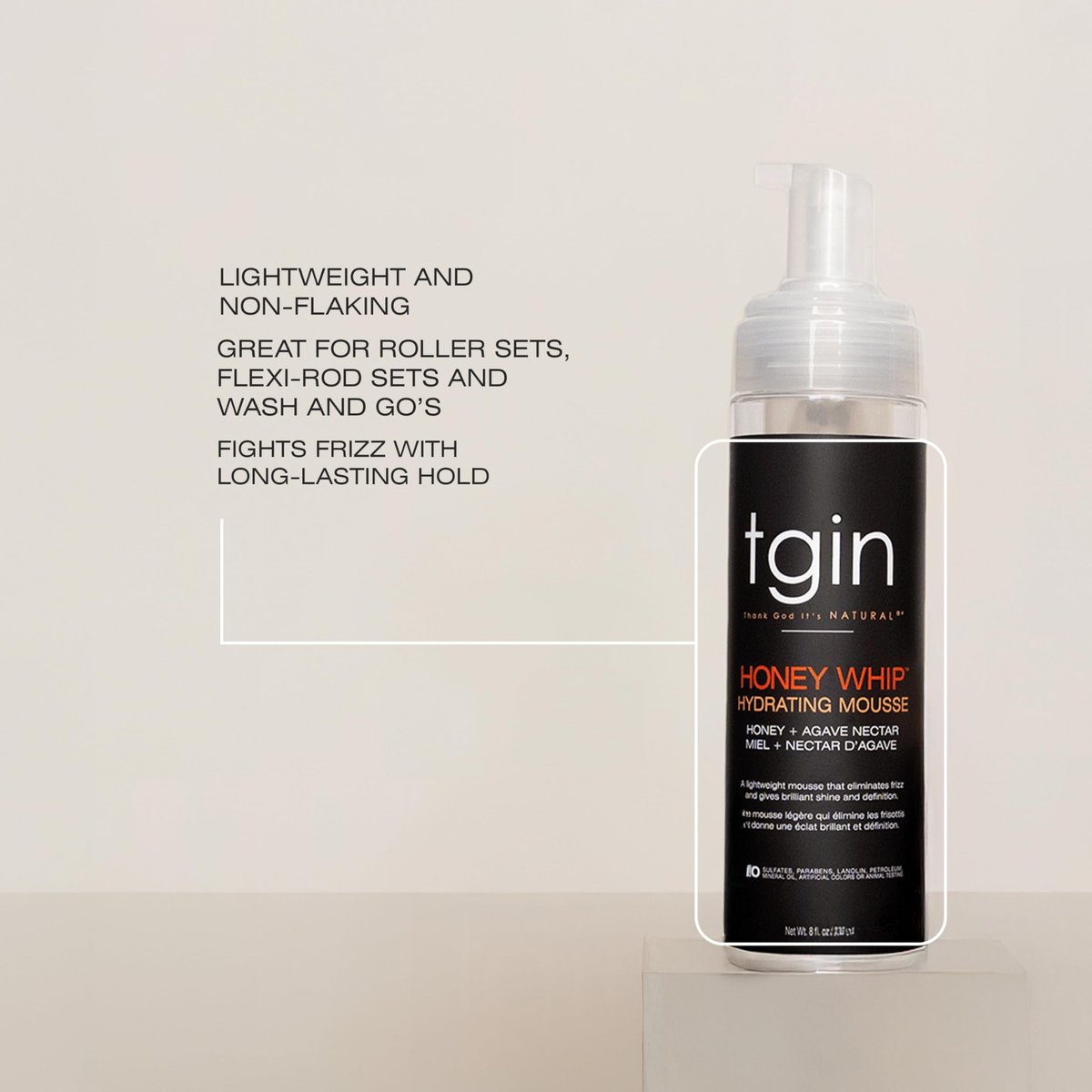 tgin Honey Whip Hydrating Mousse for Natural, Dry, Curly, and Damaged Hair - 8 oz Avelisse