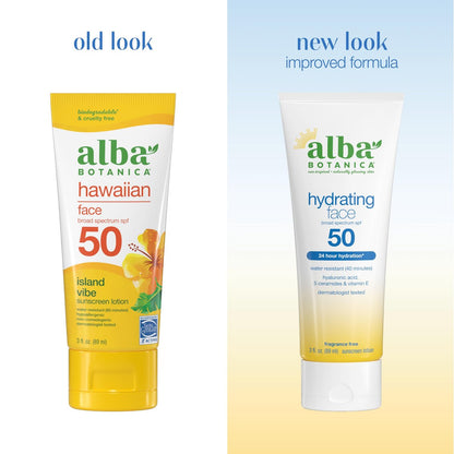 Alba Botanica Hydrating Face Sunscreen Lotion SPF 50 - Broad Spectrum, Fragrance Free, Oxybenzone-Free, 3 oz Avelisse