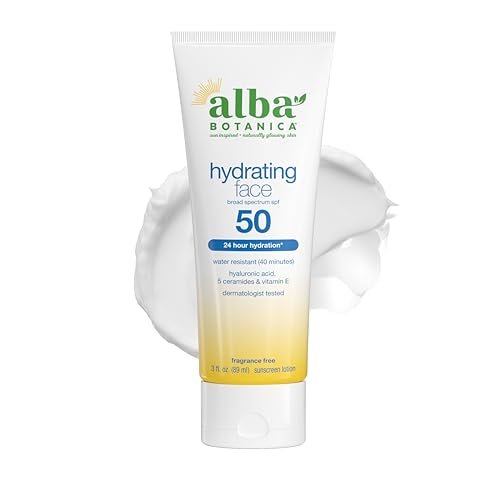 Alba Botanica Hydrating Face Sunscreen Lotion SPF 50 - Broad Spectrum, Fragrance Free, Oxybenzone-Free, 3 oz Avelisse