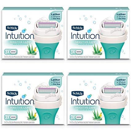 Schick Intuition Sensitive Care Moisturizing Razor Blade Refills for Women with Natural Aloe, 12 Count (Limited Edition) Avelisse