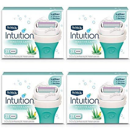 Schick Intuition Sensitive Care Moisturizing Razor Blade Refills for Women with Natural Aloe, 12 Count (Limited Edition) Avelisse