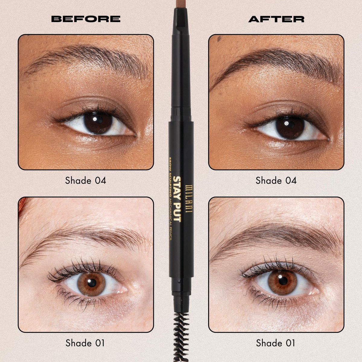 Milani Stay Put Brow Sculpting Mechanical Pencil - Dark Brown, 0.01 oz, Cruelty-Free Long-Lasting Eyebrow Pencil for Defining and Shaping Brows - görsel 9