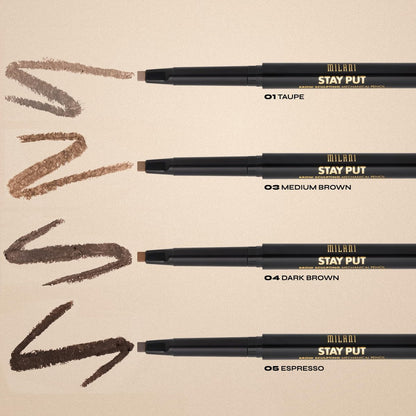 Milani Stay Put Brow Sculpting Mechanical Pencil - Dark Brown, 0.01 oz, Cruelty-Free Long-Lasting Eyebrow Pencil for Defining and Shaping Brows