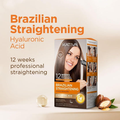 Kativa Brazilian Straightening Kit – 12 Weeks of Professional Straightening with Organic Argan Oil, Shea Butter, Keratin & Amino Acids – Pack of 2 Avelisse