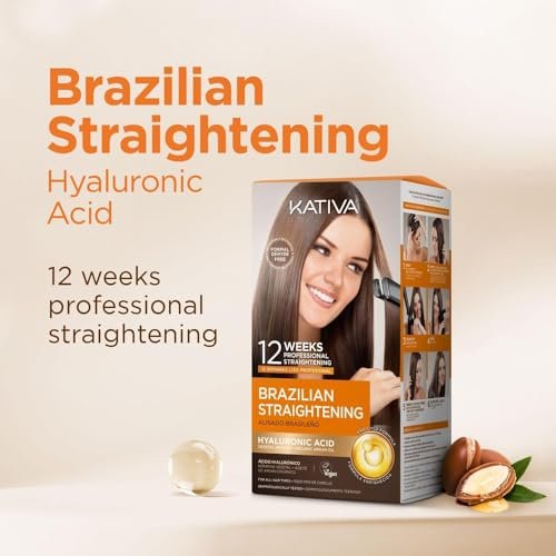 Kativa Brazilian Straightening Kit – 12 Weeks of Professional Straightening with Organic Argan Oil, Shea Butter, Keratin & Amino Acids – Pack of 2 Avelisse
