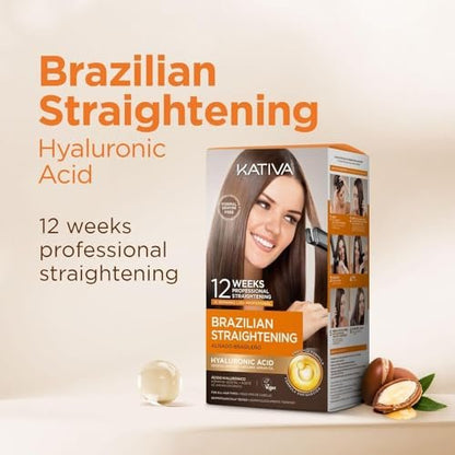 Kativa Brazilian Straightening Kit – 12 Weeks of Professional Straightening with Organic Argan Oil, Shea Butter, Keratin & Amino Acids – Pack of 2 Avelisse