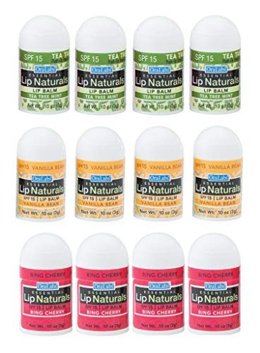 CHAP-ICE Lip Naturals Assorted Mini Lip Balm with SPF-15 Sunscreen, 12-Count Pack (Bing Cherry, Tea Tree Mint, Vanilla Bean) Avelisse