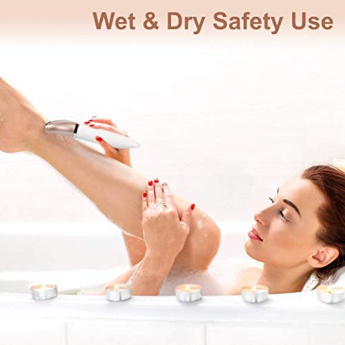 ElectriBrite Electric Razor for Women - Painless 2-in-1 Women Shaver Hair Remover for Face, Legs and Underarm, Portable Waterproof Bikini Trimmer Wet and Dry Cordless Lady Hair Removal - Micro USB Recharge (Gold) Avelisse