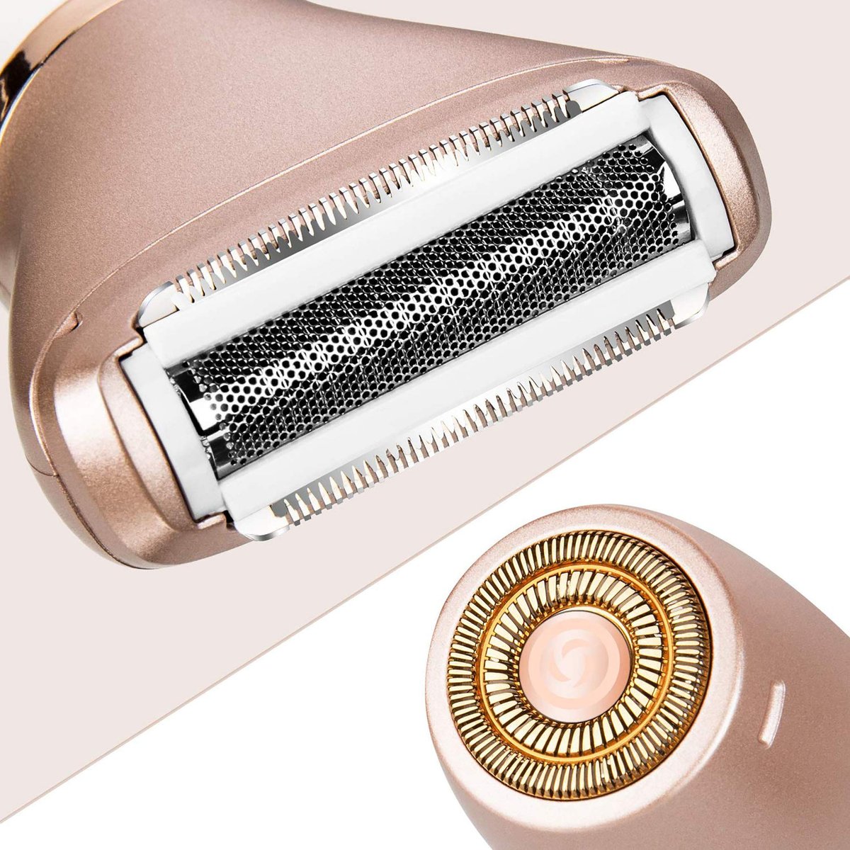 ElectriBrite Electric Razor for Women - Painless 2-in-1 Women Shaver Hair Remover for Face, Legs and Underarm, Portable Waterproof Bikini Trimmer Wet and Dry Cordless Lady Hair Removal - Micro USB Recharge (Gold) Avelisse
