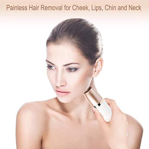 ElectriBrite Electric Razor for Women - Painless 2-in-1 Women Shaver Hair Remover for Face, Legs and Underarm, Portable Waterproof Bikini Trimmer Wet and Dry Cordless Lady Hair Removal - Micro USB Recharge (Gold) Avelisse