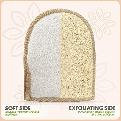 Almooni Egyptian Loofah Gloves for Women & Men – Real Natural Egyptian Loofah Mittens with Terry Cloth, Premium Exfoliating Mitt for Body Cleansing, 2-Pack Avelisse