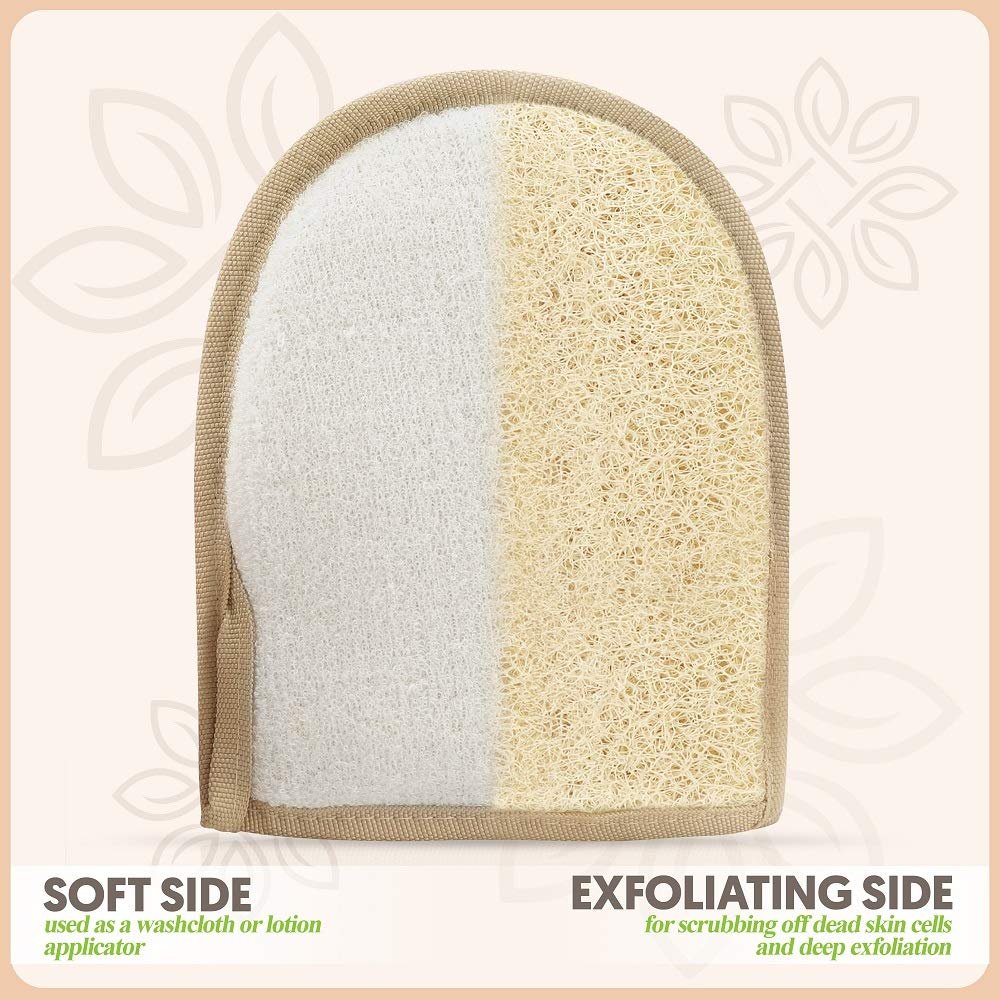 Almooni Egyptian Loofah Gloves for Women & Men – Real Natural Egyptian Loofah Mittens with Terry Cloth, Premium Exfoliating Mitt for Body Cleansing, 2-Pack Avelisse