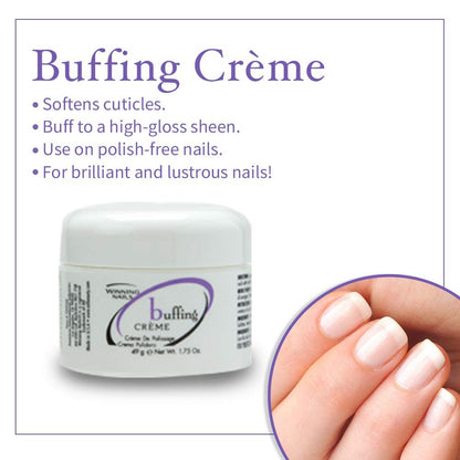 Winning Nails Chamois Buffer and Buffing Cream - Nail Buffer for Shine, Soften Cuticles, Fill Lines - 1.75 oz Set
