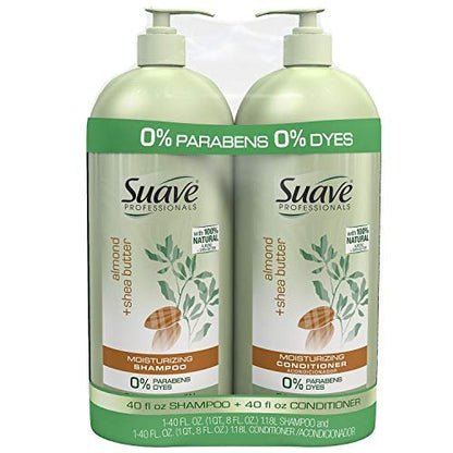 Suave Pro Almond & Shea Butter 2-in-1 Shampoo & Conditioner, 40 fl oz (Pack of 2) Avelisse