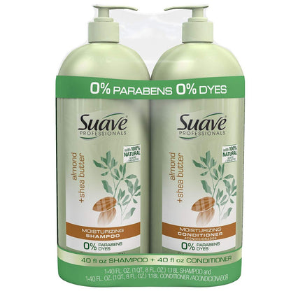 Suave Pro Almond & Shea Butter 2-in-1 Shampoo & Conditioner, 40 fl oz (Pack of 2) Avelisse