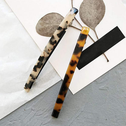 Luckycivia 2 Pack Hair Barrette - Long Thin Handmade Celluloid Onyx Hair Clip - Elegant Automatic Hair Clip for Women & Girls - 4 Inches (Gold) Avelisse