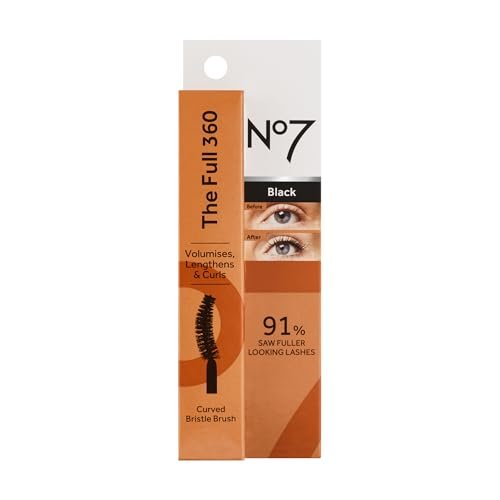 No7 The Full 360 Mascara - Black - Volumizing & Lengthening Mascara for Full, Long Lashes - Clump & Smudge-Free - Up to 24 Hour Wear (7ml) Avelisse