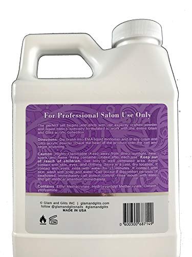 Glam and Glits EMA Liquid Monomer 16 oz - Premium Acrylic Liquid for Nail Art Avelisse