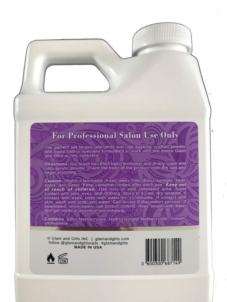 Glam and Glits EMA Liquid Monomer 16 oz - Premium Acrylic Liquid for Nail Art Avelisse